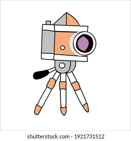 vintage camera with tripod vector graphic design
