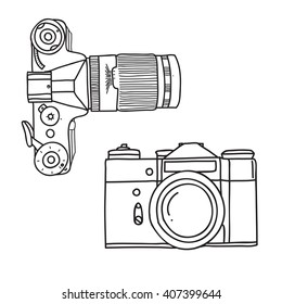 Vintage camera. Vector doodle illustration