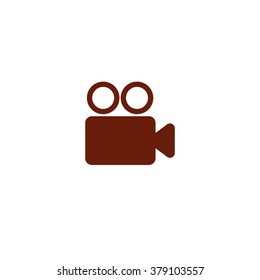 Vintage camera. Vector icon brown
