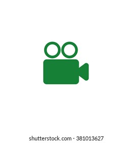 Vintage camera. Vector icon green
