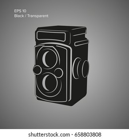 Vintage camera vector illustration. Antique photo equipment icon