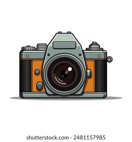 Vintage Camera Vector Illustration isolated on white background. Retro Camera Vector Illustration. Illustration of a Camera.