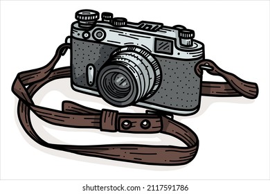 Vintage-Kamera, Vektorgrafik auf Weiß