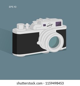 Vintage camera vector illustration. Retro photo equipment. simple colour illusration