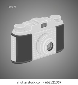 Vintage camera vector illustration. Retro photo equipment icon