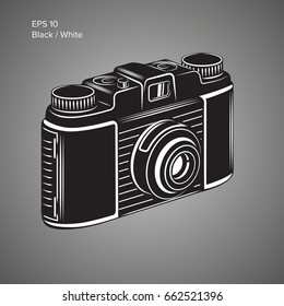 Vintage camera vector illustration. Retro photo equipment icon