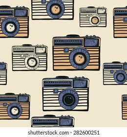 Vintage camera vector pattern