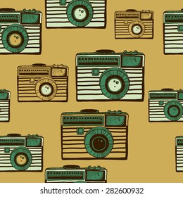 Vintage camera vector pattern