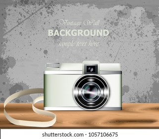 Vintage camera Vector realistic. Detailed 3d illustrations