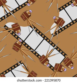 Vintage camera vector seamless pattern illustration clip art