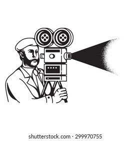 vintage cameraman vector graphic illustration. suitable for mascot logo, flyer and poster