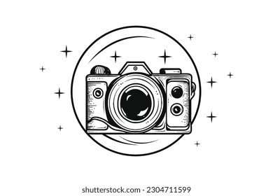 Vintage cameraMinimal Vector Logo Design Tshirt Sublimation Illustration Tattoo Art