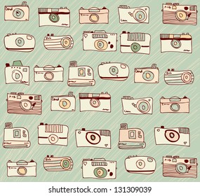 Vintage Cameras Background Vector