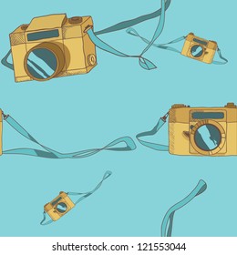 Vintage cameras seamless pattern