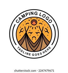 Vintage Camp Logo Emblem Vector Design badge illustration Symbol Icon