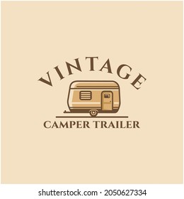 Vintage Camper Trailer Isolated Logo Vector