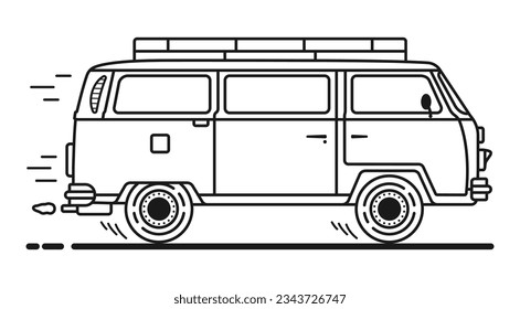 Vintage Camper Van Clip Art Vektor EPS