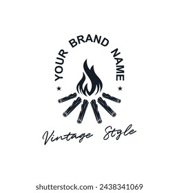 Vintage Campfire Logo Design, Camping Vektor. Logo für Camping , Abenteuer Wildtiere , Lagerfeuer und Wildnis