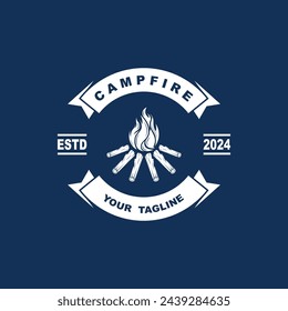 vintage Campfire Logo Design, Camping Vector. Logo for camping , adventure wildlife , campfire and wilderness