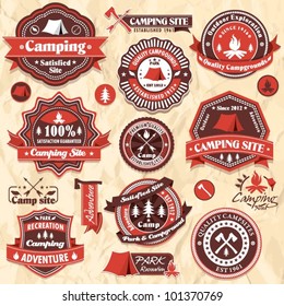 Vintage camping labels set