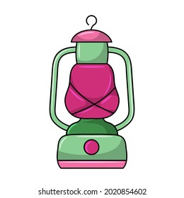 Vintage camping lantern Colored vector illustration with simple hand drawn sketching style