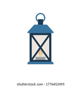 Linterna de camping vintage plana, icono de lámpara, icono de pieza de queso, ilustración vectorial aislada en fondo blanco