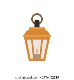 Vintage camping lantern flat, lamp icon, piece of cheese icon, vector illustration isolated on white background