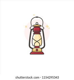 Vintage camping lantern isolated on white background. Modern and retro lanterns vector illustration.handle gas lamps for tourist hiking icon logo template