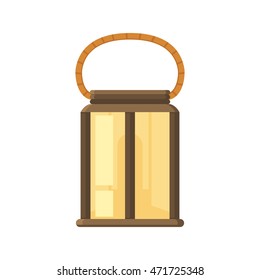 Vintage camping lantern isolated on white background. Retro gas lamp.