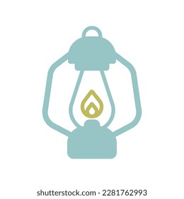 Vintage Camping Laterne einzeln Vektorsymbol. Alte Lampe zum Wandern. Wanderzeichen. Graph Symbol für Reise- und Tourismus Website und Apps Design, Logo, App, UI
