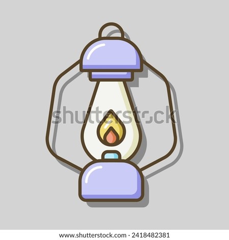 Vintage camping lantern isolated vector icon. Old lamp for hiking. Hiking sign. Graph symbol for travel and tourism web site and apps design, logo, app, UI