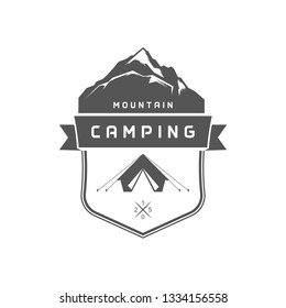 Vintage camping logo for your company or club. Emblem in retro style.