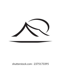 Vintage camping and outdoor adventure emblems, logos and badges. Camp tent in forest or mountains. Camping equipment. Vector.