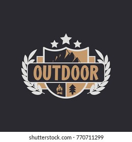  vintage camping, outdoor adventure emblems. Vector retro labels. Logo design templates. 
