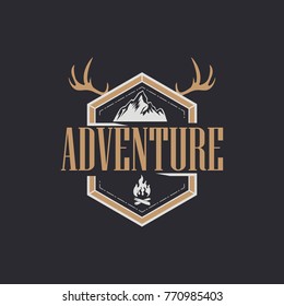 vintage camping, outdoor adventure emblems. Vector retro labels. Logo design templates. 