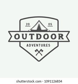 Vintage camping outdoor and adventure logo, badge, labels, emblem, mark. Graphic Art. Vector Illustration.
