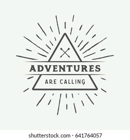 Vintage camping outdoor and adventure logo, badge, labels, emblem, mark. Graphic Art. Vector Illustration.

