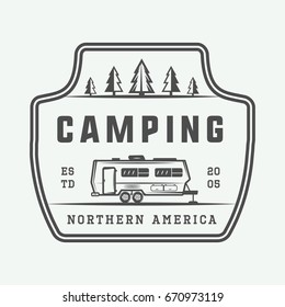 Vintage camping outdoor and adventure logo, badge, labels, emblem, mark. Graphic Art. Vector Illustration.

