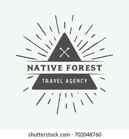 Vintage camping outdoor and adventure logo, badge, labels, emblem, mark. Graphic Art. Vector Illustration.


