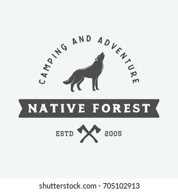 Vintage camping outdoor and adventure logo, badge, labels, emblem, mark. Graphic Art. Vector Illustration.


