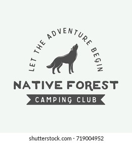 Vintage camping outdoor and adventure logo, badge, labels, emblem, mark. Graphic Art. Vector Illustration.

