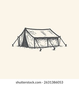 Vintage Camping Tent Illustration, Hand Drawn Outdoor Shelter Vector