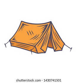 Vintage Camping Tent on White Background. Vector