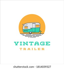 Vintage camping trailer in retro style design