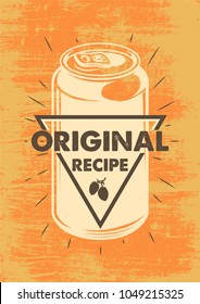 Vintage can beer colour poster. Vector illustration