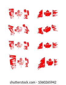 Vintage Canadian flag set. Vector flags of Canada on grunge textures.