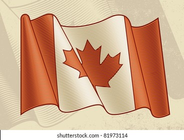 Vintage Canadian Flag. Vector