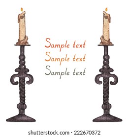 vintage candlestick with candle eps8