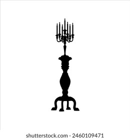 Vintage candlestick silhouette isolated on white background. Candlestick icon vector illustration design.