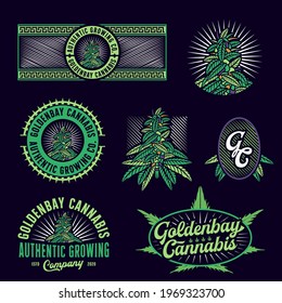 Vintage Cannabis Badge Design Set